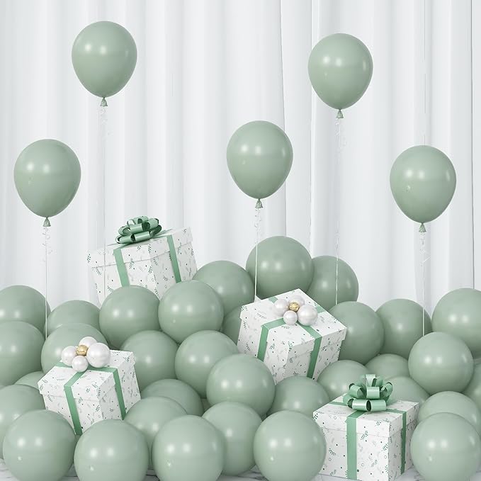 Pale Dusty Green Balloons 5inch Small Olive Sage Green Balloon 60pcs Mini Round Retro Haze Fog Latex Balloons for Arch Garland Light Green Balloon for Birthday Party Decoration Jungle Safari