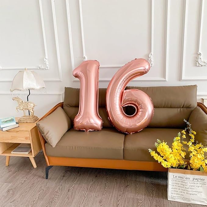 40 Inch Rose Gold Number Balloon 1, Large Number Foil Balloons Mylar for Girl Boy Birthday Party Celebration Decorations Supplies, Digital Balloons for Wedding Anniversary Events Decorations