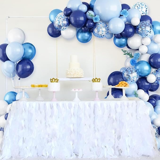 Blue Balloons Arch Kit, Navy Blue and White Balloon Arch Garland Kit with Chrome blue Baby Light Blues Confetti Balloons, Different Size blues Balloon for Baby Shower Wedding Birthday Party Decoration