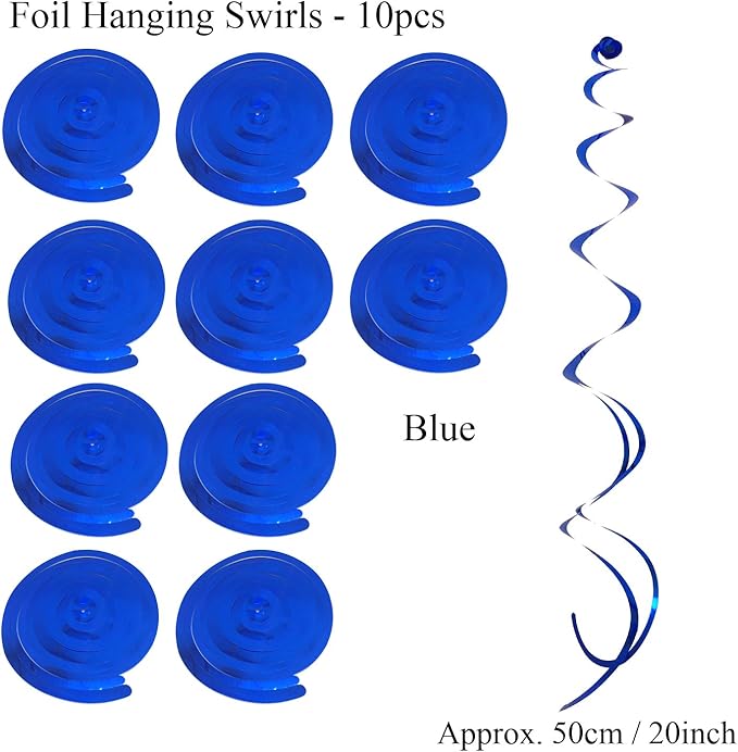 ZERODECO Birthday Decoration Set - Happy Birthday Banner with Fans, Pom Poms, Swirls and Balloons - Blue, Sky Blue and White