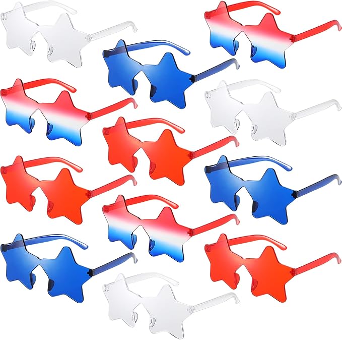 Xuhal Star Shaped Sunglasses Bulk 4th of July Star Glasses Patriotic Glasses for Christmas Independence Day Party Favors