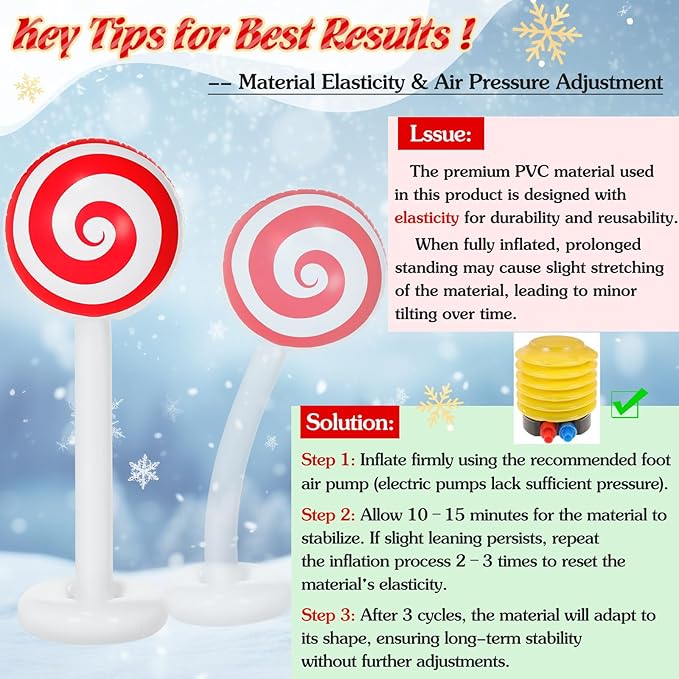 1 Pcs Christmas Inflatable Outdoor Decorations 4 FT Christmas Candy Inflatable Column Decoration for Winter Xmas Lawn Yard Garden Home Decor