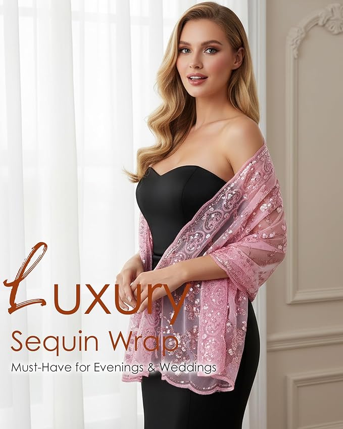 Gossifan Shawls and Wraps for Evening Dresses Sheer Women Elegant Glitter Shawls Soft Sparkly Wedding Bridal Scarf