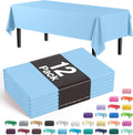 Exquisite 12-Pack Premium Plastic Tablecloth 54in. x 108in. Rectangle - Light Blue