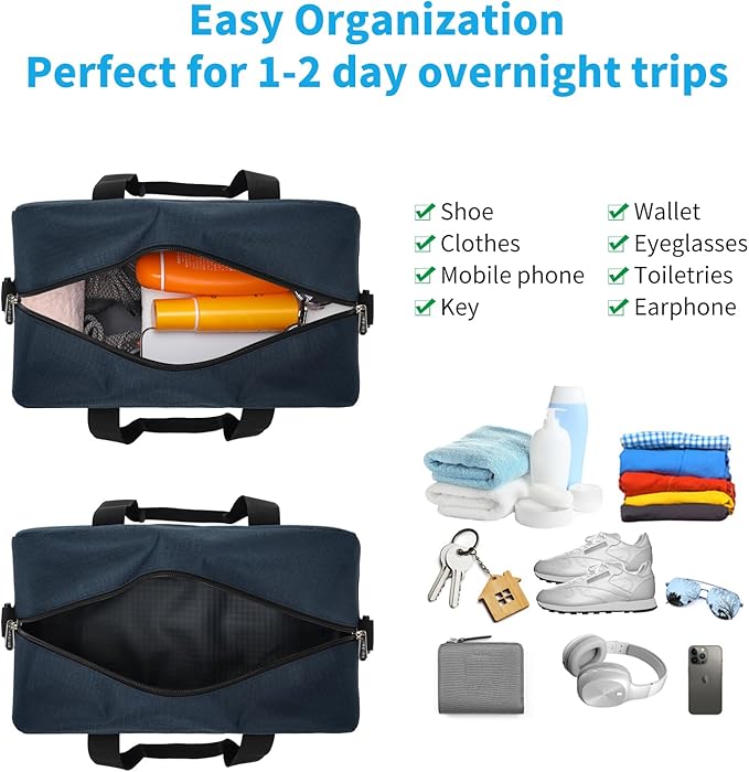Apenze Small Gym Bag 14 inch lightweight Carry On Mini Duffel Bag for Travel Sport - Navy Blue