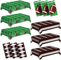 6 Pack Football Party Decorations Premium Disposable Plastic Tablecloth 54" x 108" Table Cloths Include 3 Green and 3 Brown for 6 to 8 Foot Tables Parties Decoration Supplies (Football Green Brown)