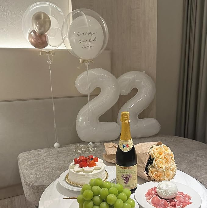 White 8 Balloon, Translucent Number Balloons 40 Inch, 8th Birthday Decorations for Boys Girls, White Birthday Balloons, White Party Supplies, Number 8 Balloon