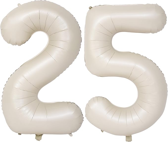 40 In Cream white Number Balloons Helium Foil Mylar Balloon Birthday Party banquet Decoration Digital 25