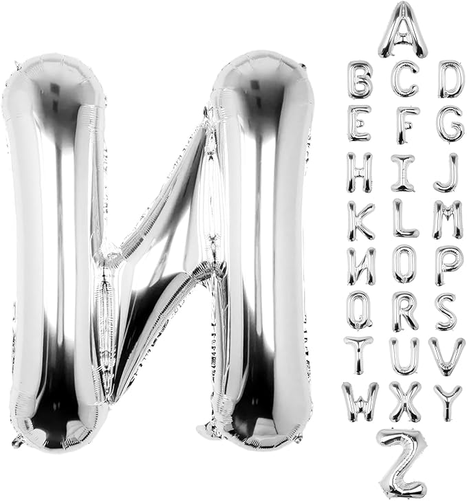 Letter Balloons 40Inch Large Giant big Foil Mylar Silver Balloons N for Birthday Party Decorations