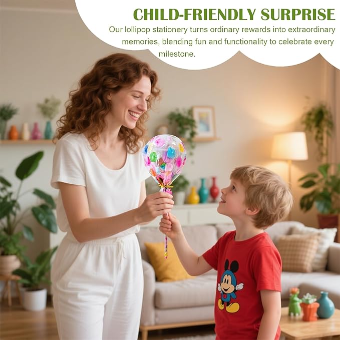 Rpefq Party Favors for Kids, 24 Pack Giant Lollipop-Shaped Stationery Set Return Gifts for Birthday Party,Fun Birthday Goodie Bags Easter Day Gifts for Kids Classroom Easter Students Gift