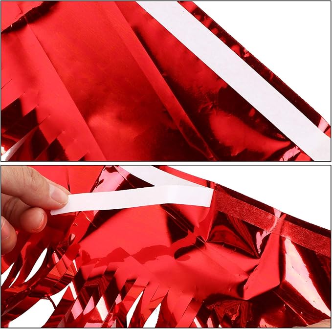 WILLBOND 4 Packs 40 Feet Fringe Garland Foil Fringe Garland Metallic Tinsel Foil St. Patrick's Day Hanging Banner for Wedding Birthday Parties Holiday Decorations Graduation