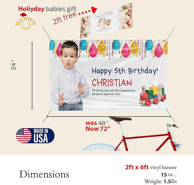 Custom Happy Birthday Vinyl Banner Sign, Personalized Party Backdrop, Gift, and Decoration - From NiceMemoryLLC. (Style-23)