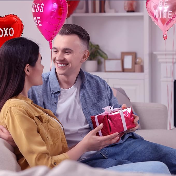 12pcs Mylar Heart Balloons Valentines Heart Balloons Foil Sweetheart Balloons XO Balloons Galentines Balloon for Galentines Decoration Wedding Galentines Party Decor Valentines Party Decor