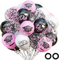 OuMuaMua 75 Pack Graduation Party Decorations Balloons Set - 12 Inch Pink Black White Confetti Graduation Balloons with 2 Ribbons for Class of 2026 Congrats Grad Birthday Party Decor Supplies