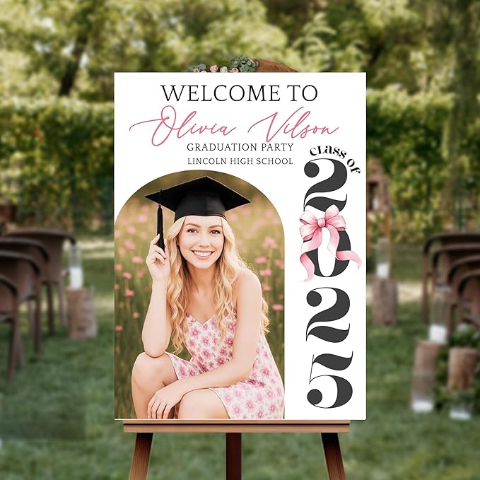 Graduation Welcome Sign With Photo, Class of 2025 Graduation Party Welcome Sign, Photo Graduation Welcome Poster, Modern Minimalist Graduation Welcome