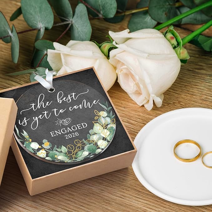 HEXMOZ Engagement Gifts for Couples - Engagement Gift for Women, Newly Engaged Couples, Her - Fiance Gifts for Women - Bride to Be Gift, Engaged Acrylic Ornament 2026 Party Decorations