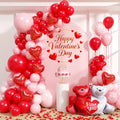 Valentines Day Balloons Garland Arch Kit - Different Size Red Pink and Heart Balloons with Foil Balloons for Valentine's Day Galentine's Day Engagement Anniversary Party Decoration Supplies
