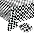 Kesfey 8 Packs Black and White Checkered Tablecovers 54 x 108 Inches Disposable Party Picnic Table Cloth Splashproof Plastic Checkered Tablecovers for Camping Decoration Party Favors