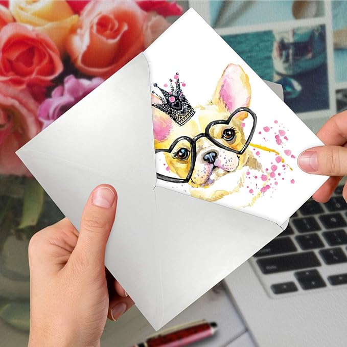 NobleWorks - 1 Funny Animal Birthday Card with Envelope - Cute Card for Birthdays - Funky Colorful Creatures Dog C6749ABDG