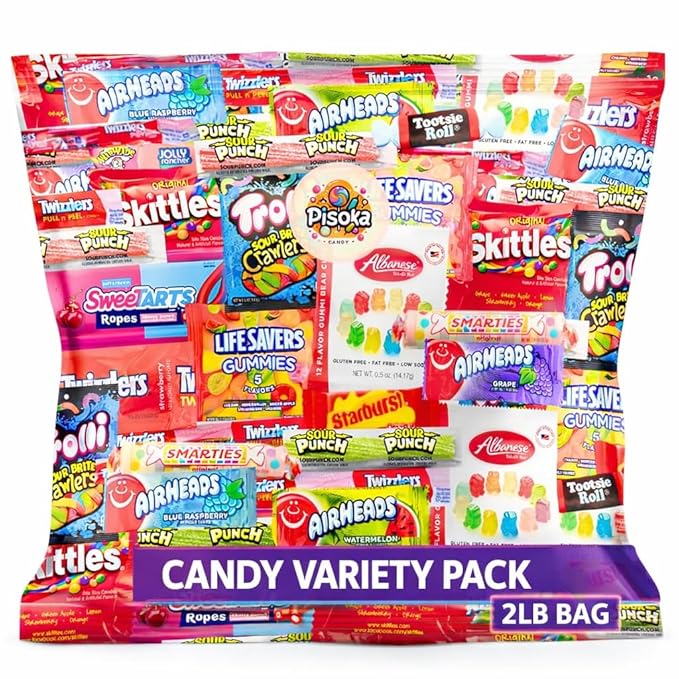Assorted Candy Mix - Variety Pack of Gummies, Sour Candy, and Chewy Treats - Perfect for Parties, Pinatas, and Snacking (2 LB)
