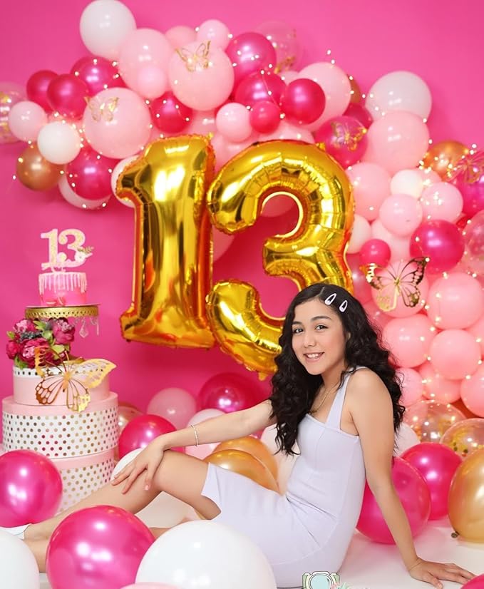40 Inch Large Numbers Balloon, 4 Gold Ballon for 4th 14 40 44 Birthday Party, Balloon 4 Number for Graduations Wedding Supplies
