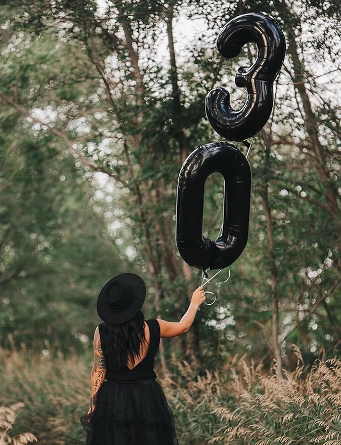 Black Number 0 Balloons - 40 Inch Number Balloons Big Black Foil Balloon, Mylar Balloon for Men Women Boys Girls Birthday Baby Shower Party Decorations