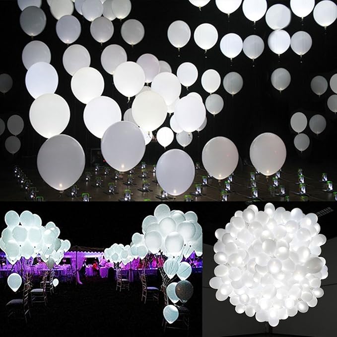 40pcs LED Light Up White Balloons by ALUNME Non Flashing Party Wedding balloon Lights Long Standby Time for Dark Party Supplies,Wedding Decorates