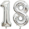 Large Silver 18 Number Balloons, 40 Inch Jumbo Number 18 Balloon, Silver Foil Mylar Balloons for Girl Sweet 18th Birthday Party, Anniversary Decorations