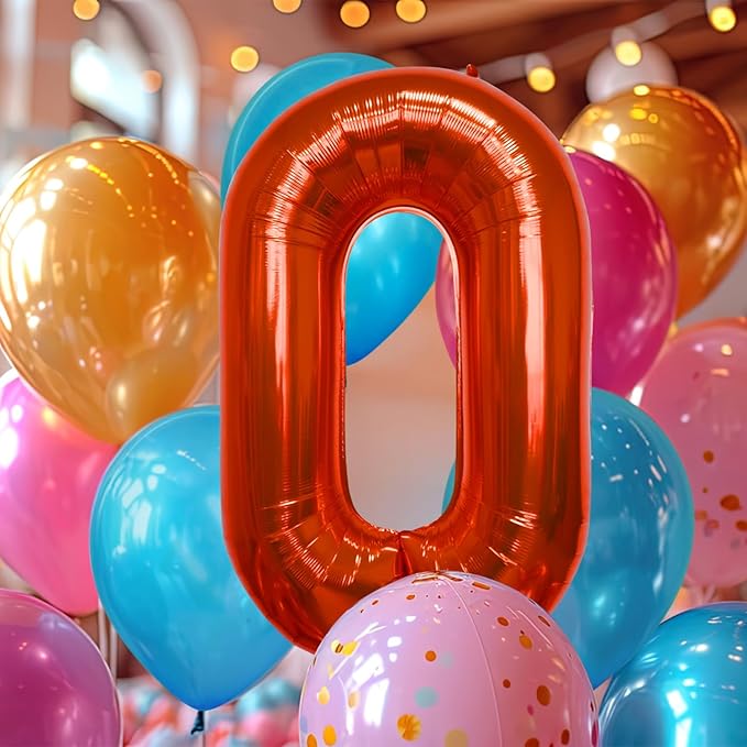 40 Inch Large Red Number Celebration and Decoration Balloon for Birthday Parties, Graduations, Anniversaries, Weddings, Photo Shoots, Special Events - Helium Foil Mylar (Red Number 0)