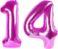 40 Inch Large 14 Balloon Numbers Rose Purple Big Foil Number Balloons Giant Helium Happy Birthday Party Decorations for Man and Women, Huge Mylar Anniversary Party Supplies