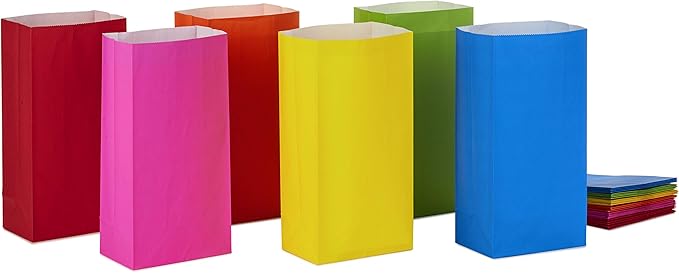Hallmark Solid Color Party Favor and Wrapped Treat Bags (30 Ct., 5 Each of Blue, Red, Green, Yellow, Orange, Pink) for Birthdays, Baby Showers, Kids Crafts and Activities, May Day, Care Packages