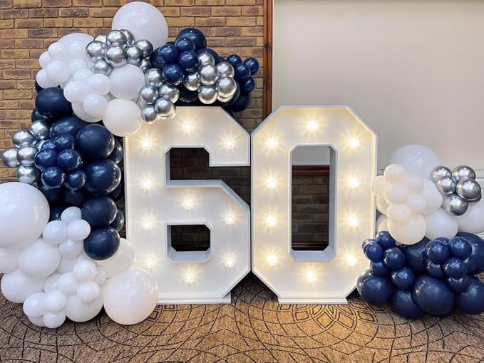 Navy Blue and Silver Balloons Garland Arch Kit,150pcs Navy Blue Silver and White Latex Balloons in Different Sizes for New Year Graduation Baby Shower Birthday Prom Wedding Party Decorations