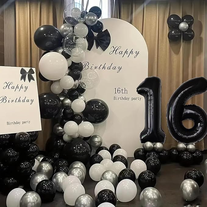 Number Balloons Black Party Balloon - Giant Number 6 Balloon, 40 Inch Large Balloon for Birthday Decorations, Black Party Supplies for Men Women