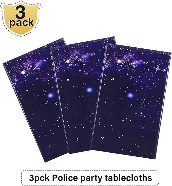 Tatuo 3 Pack Galaxy Plastic Table Cover Space Tablecloth Space Star Purple Nebula Rectangle Tablecloth Disposable Starry Night Sky Tablecover for Birthday Home Party Decorations, 54 x 108 Inch
