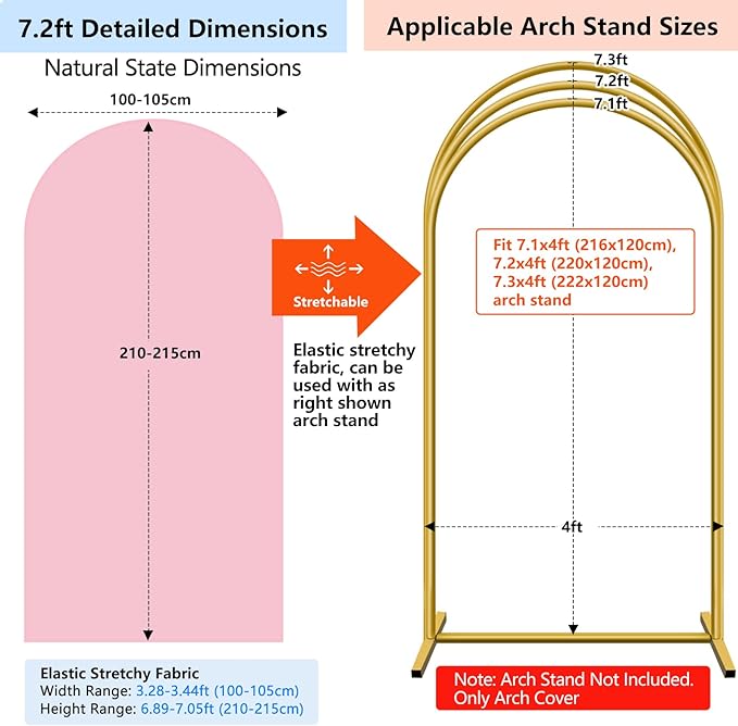 HEMMOTOP Pink Arch Backdrop Cover 7.2 ft (No Arch Stand), Spandex Arch Covers Stretchy Backdrop for Balloon, Birthday Party, Party, Ceremony, Valentine's Day, Baby Shower, Banquet Arch Decoratio