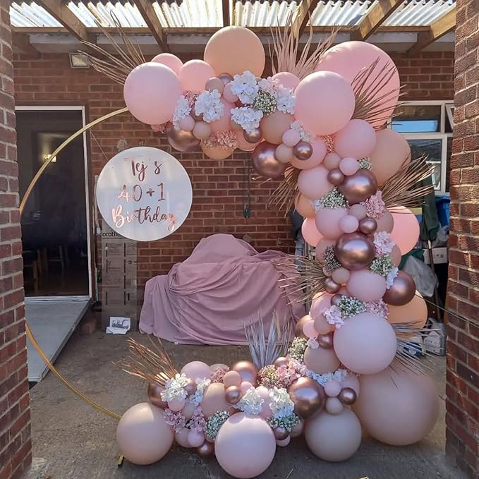 Rose Gold Balloon Arch Kit 144pcs 18/12/10/5inch Dusty Pink Nude Rose Gold White Sand and Confetti Balloons for Baby Shower Bridal Shower Princess Party Wedding Birthday Party Decorations