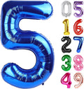 Metallic Blue Number 5 Balloon 40 Inch, 5th Birthday Party Decorations for Children, Giant 5 Foil Balloon for Party Supplies