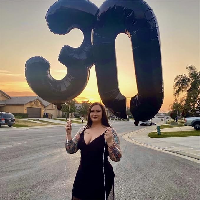 Black Number 10 Balloons for 10th Birthday Decorations, 40 Inch Black Helium Mylar Foil Number 1 & 0 Balloons for Girls Boys, 10th Birthday Balloons for Women Men Anniversary Party Supplies