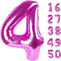 40 Inch Rose Purple Large Balloon Number 4 Balloon,Jumbo Mylar Foil Helium Balloon for 4 14 24 34 45 54 Birthday Digital Balloons for Birthday Party,Wedding Anniversary Party Decorations