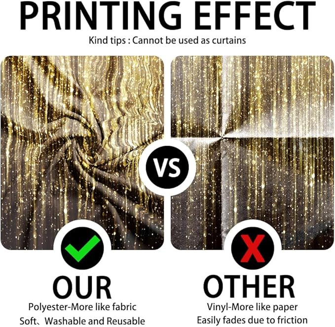 8x8 FT Black Gold Glitter Photo Backdrop Golden Spots Bokeh Sequin Portrait Photography Background Happy New Year Baby Shower Birthday Anniversary Party Banner Decorations Polyester