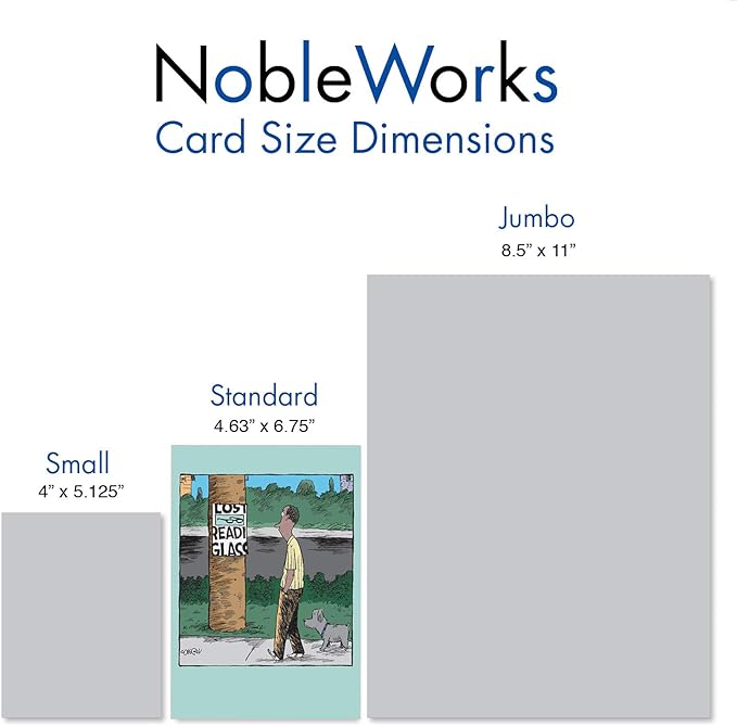 NobleWorks - 1 Humor Birthday Card with Envelope - Funny Cartoons for Birthday Greetings, Celebration Notecard - Lost Reading Glasses C3277BDG