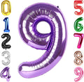 40 Inch Purple Number 9 Balloon, Giant 9 Number Balloons for 9th Birthday Decorations, Party Supplies for Baby Boy Girl, Purple Party Decor