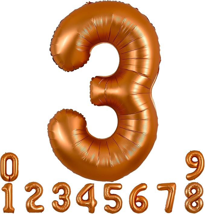 TONIFUL 40 Inch Orange Large Numbers Balloon 0-9 Birthday Party Decorations,Big Number 3 Foil Balloon Digital 3 for Birthday Party,Wedding, Bridal Shower,Engagement,Graduations,Anniversary,Baby Shower