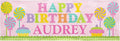 Let's Make Memories Personalized Pink Happy Birthday Banner for Kids - Custom Birthday Party Decorations - Indoor/Outdoor Vinyl - Any Name - Sweets Design - 8ft