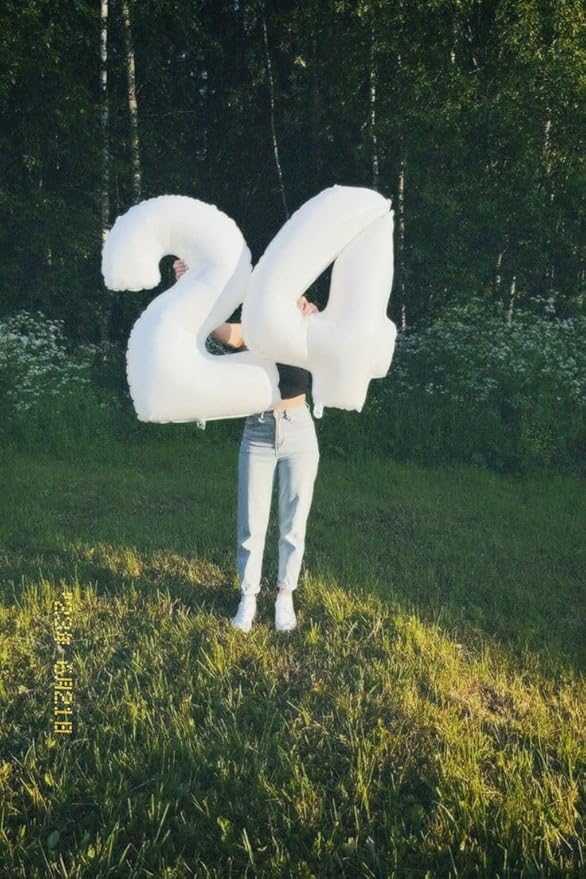 Balloons Number, 40 Inch Foil Balloons 4th Birthday Decorations Girl, White Number 4 Ballon for 4, 14, 24, 40 Celebration, Birthday, Christmas, Anniversary Decor