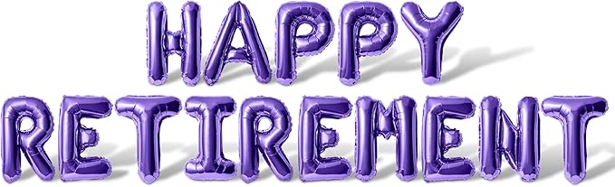 Letter Balloons - HAPPY RETIREMENT 16" Inch Alphabet Letters Foil Mylar Balloon Retirement Party Balloon Banner (Purple)