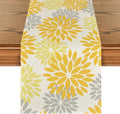 Artoid Mode Yellow Dahlia Floral Pinnata Summer Table Runner, Seasonal Spring Holiday Kitchen Dining Table Decoration for Home Party Decor 13x36 Inch