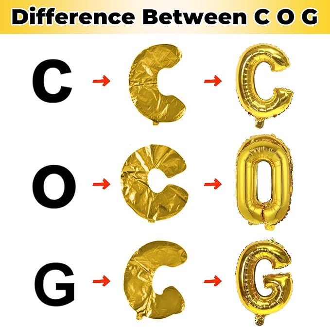 Giant C Alphabet Name Balloon, Gold Self Inflating Custom Letter Balloons Birthday Decor, 40 Inch Helium Mylar Foil Word Balloons Letters for Girls Men Anniversary Party Graduation Decoration Supplies