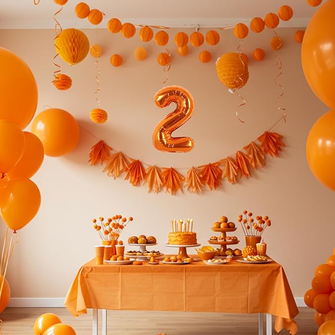 TONIFUL Balloons 16 Inch Orange 0-9 Number Mylar Foil Balloons 10 Pcs digitalal Balloons for 2026 New Year Eve Birthday Party Engagement Graduations Halloween Anniversary Baby Shower