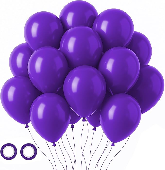 105pcs Dark Purple Balloons 12inch Party Latex Balloons for Birthday Baby Shower Halloween Wedding Valentine's Day Party Bachelorette Decorations